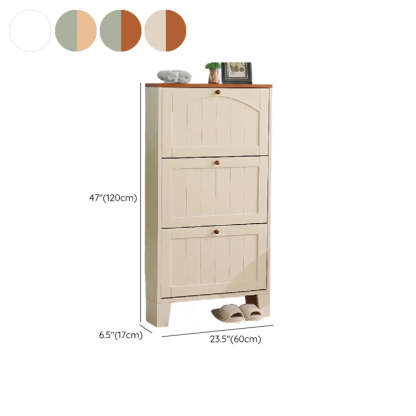 Rustic Cream Wood Entryway Shoe Cabinet