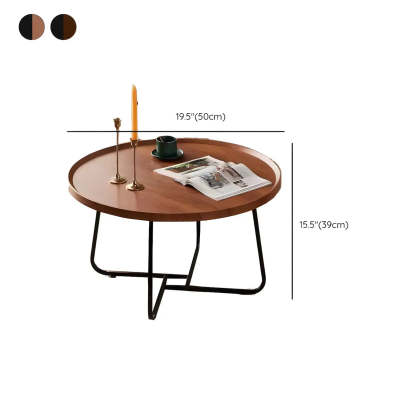 Brown Tray-Top Round Cross-Leg Coffee Table — Natural