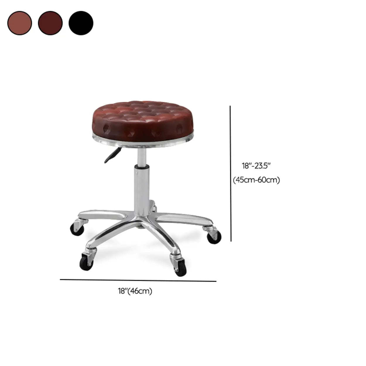 Swivel Round Leather Bar Stool with Wheels