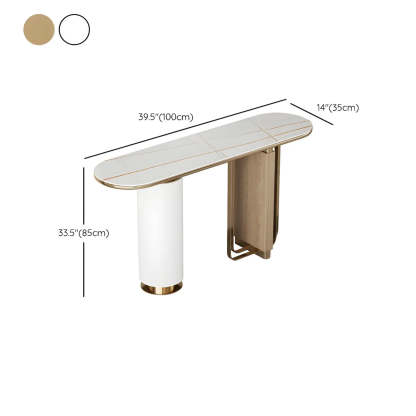Oval Gold Stone Tall Double-Pedestal Console Table