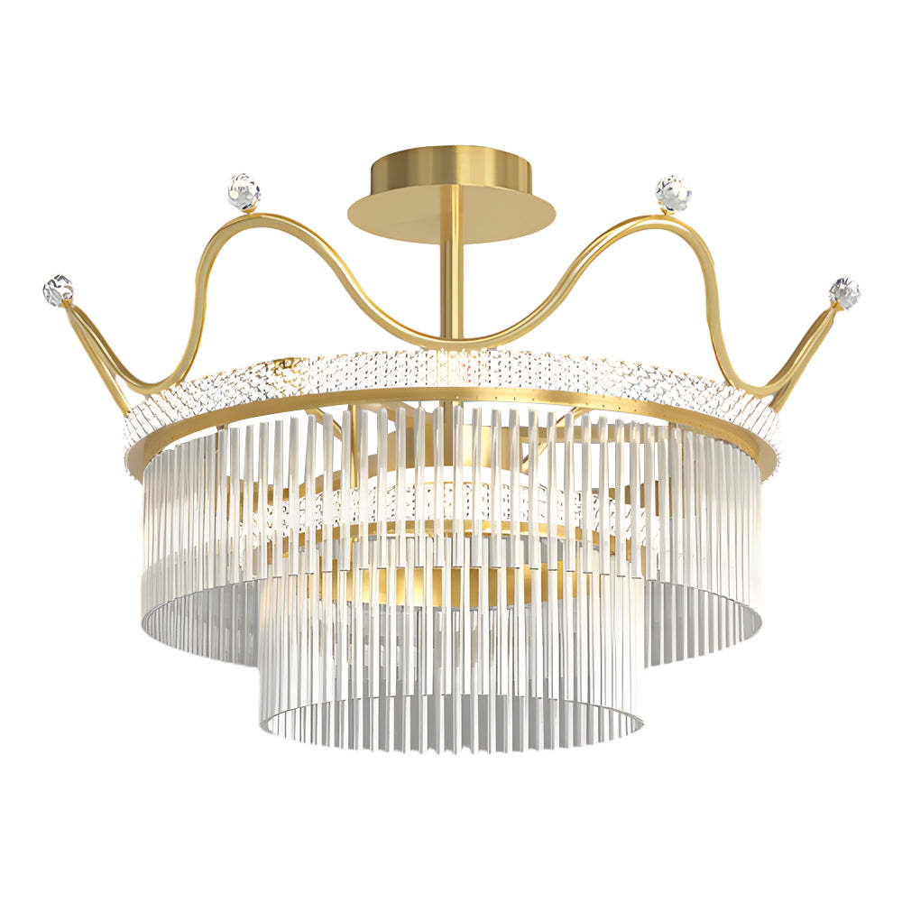 Round Crystal Crown Dimmable Postmodern Chandelier