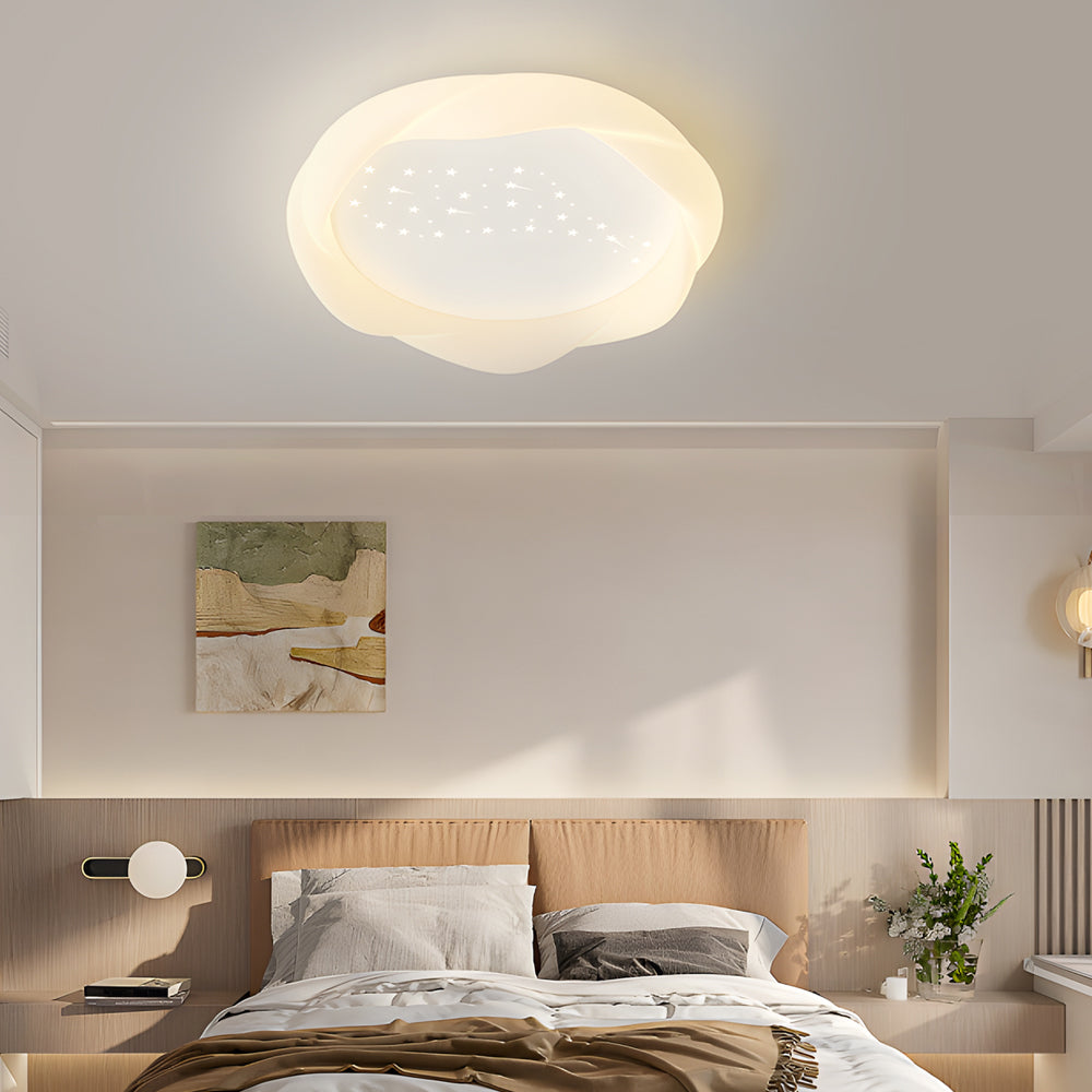 PE Shade Iron Milky White Modern Ceiling Light