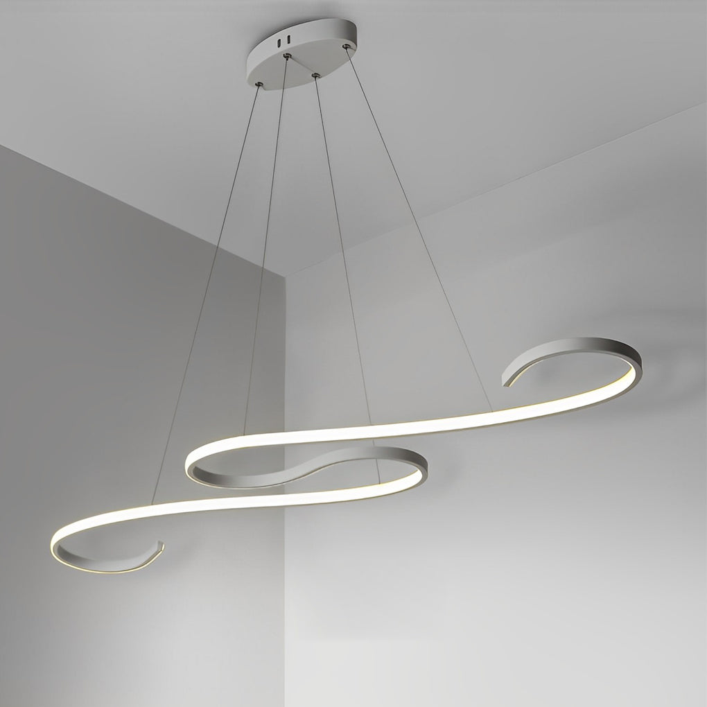 Wavy Line Dimmable LED White Minimalist Chandelier