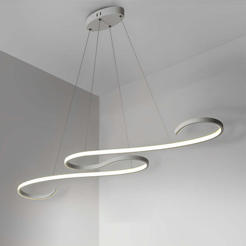 Wavy Line Dimmable LED White Minimalist Chandelier