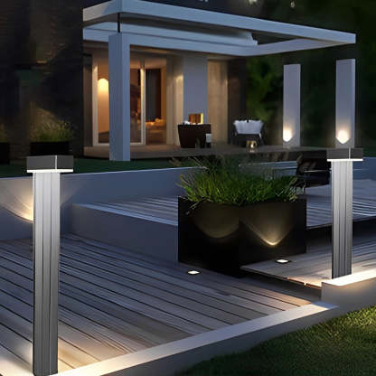 Aluminum Alloy Waterproof LED Black Modern Solar Powered Lawn Lights-Lighom