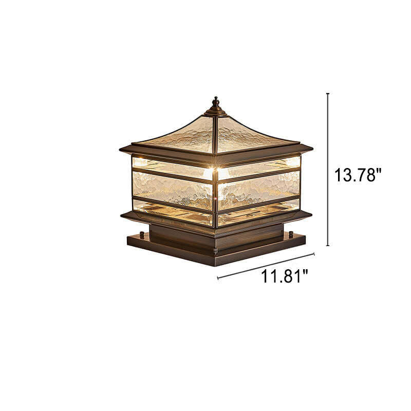 European Brass Glass Square Pillar Landscape Light