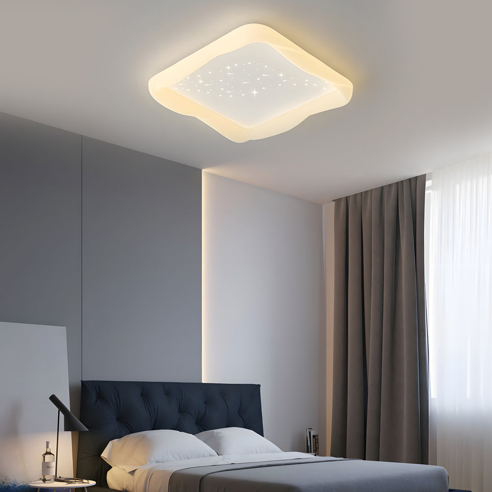 Square Star Milky White Modern Ceiling Light