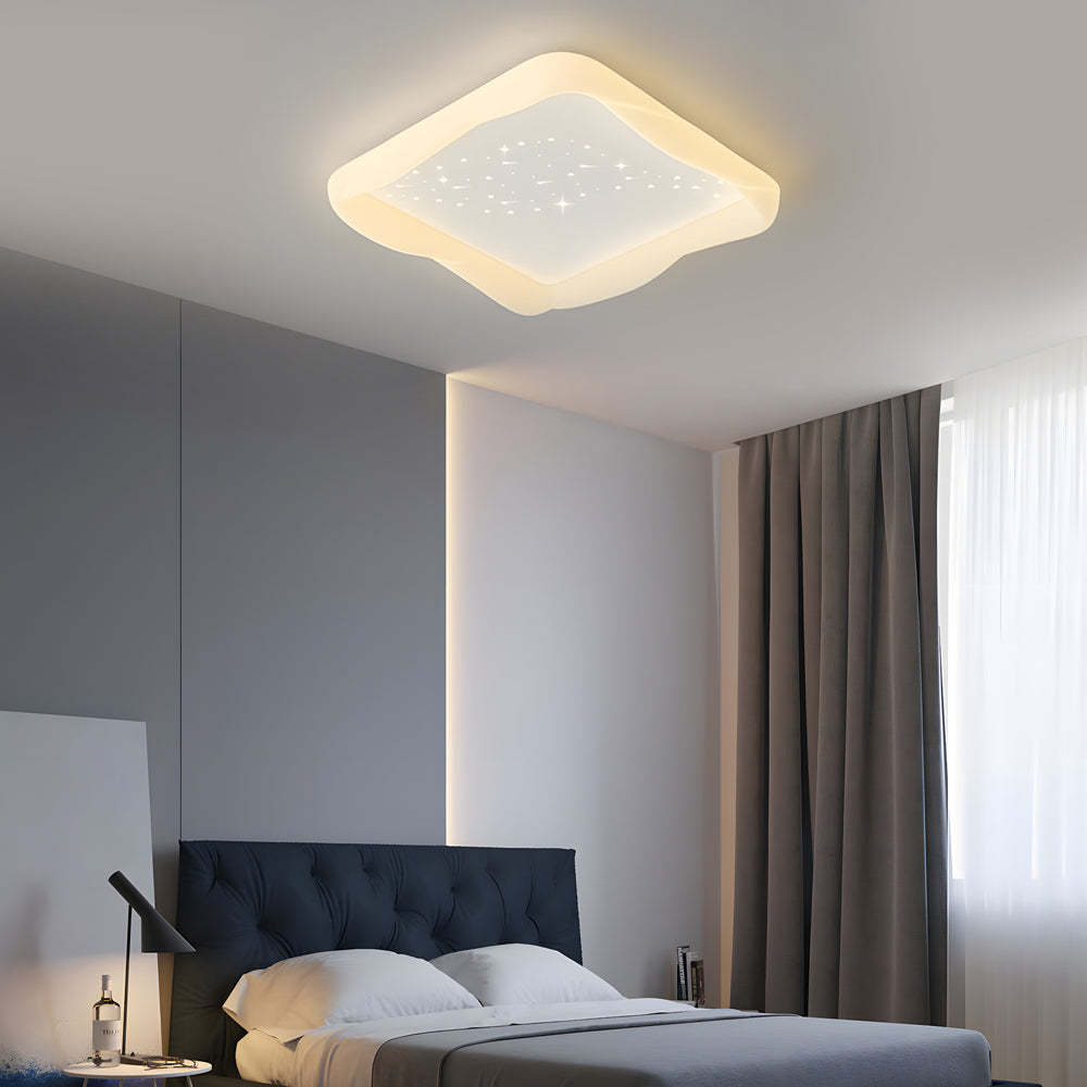 Square Star Milky White Modern Ceiling Light