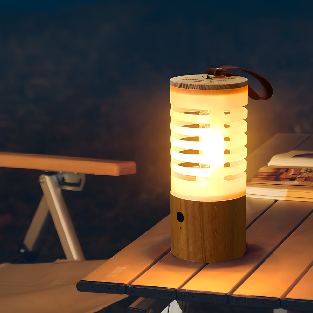 Portable Wood USB Rechargeable LED Camping Lantern-Lighom