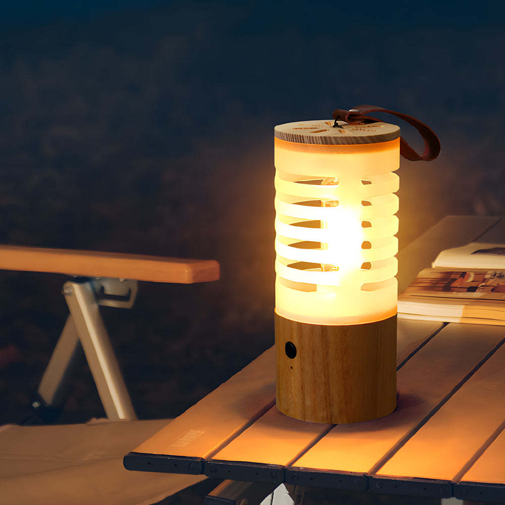 Portable Wood USB Rechargeable LED Camping Lantern-Lighom
