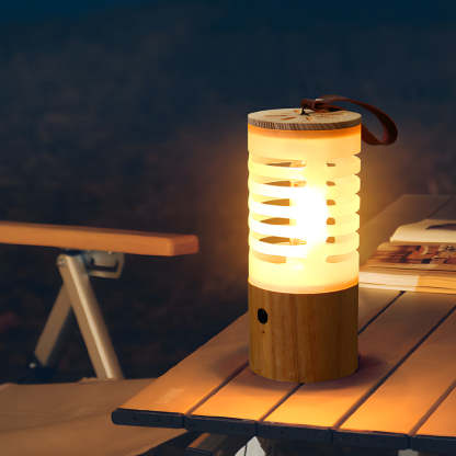 Portable Wood USB Rechargeable LED Camping Lantern-Lighom