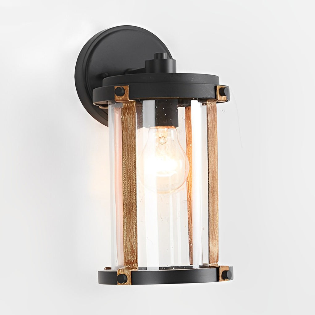 Vintage Waterproof Glass Black Industrial Style Outdoor Wall Sconces Lighting-Lighom