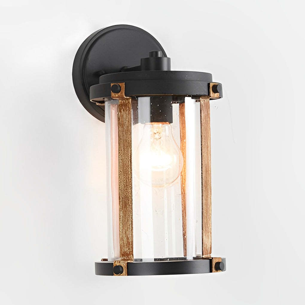 Vintage Waterproof Glass Black Industrial Style Outdoor Wall Sconces Lighting-Lighom