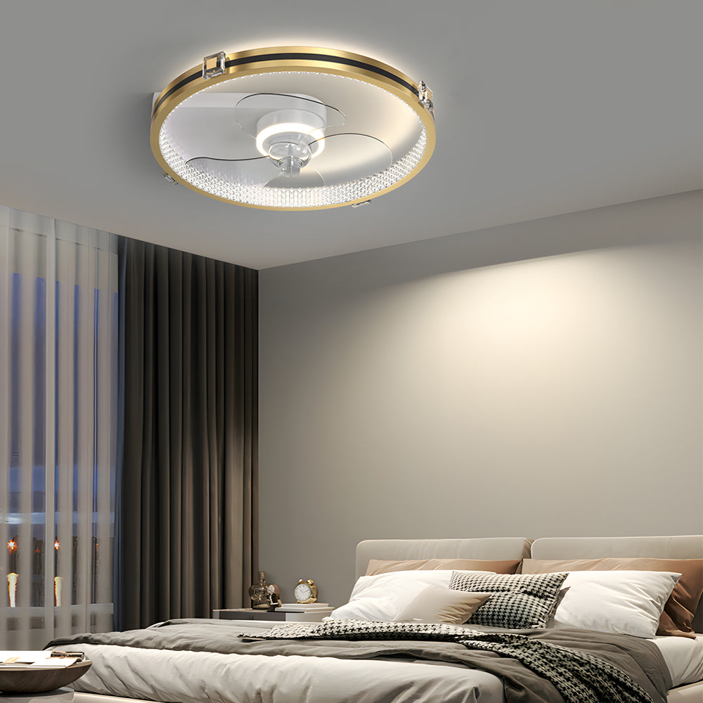 Ring LED 3-Step Mute Gold Modern Ceiling Fan