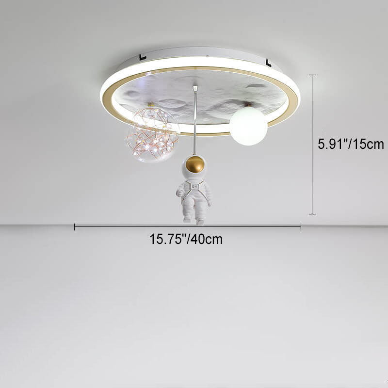Cartoon Astronaut Moon Acrylic LED Kids Flush Ceiling Light