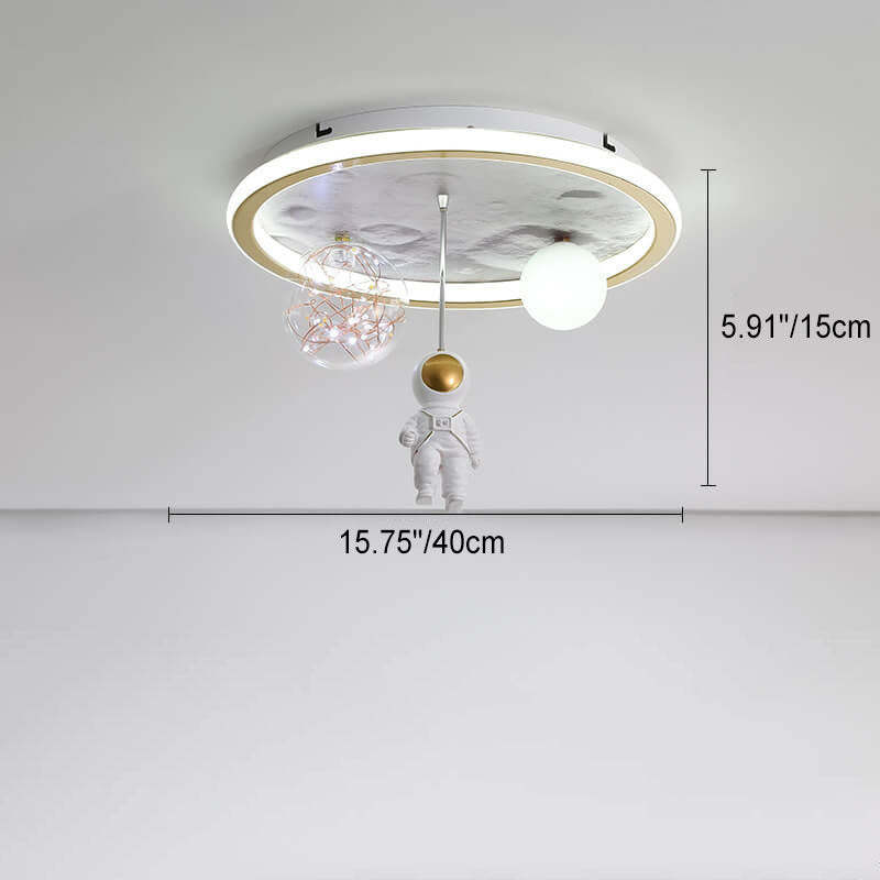 Cartoon Astronaut Moon Acrylic LED Kids Flush Ceiling Light