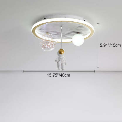 Cartoon Astronaut Moon Acrylic LED Kids Flush Ceiling Light