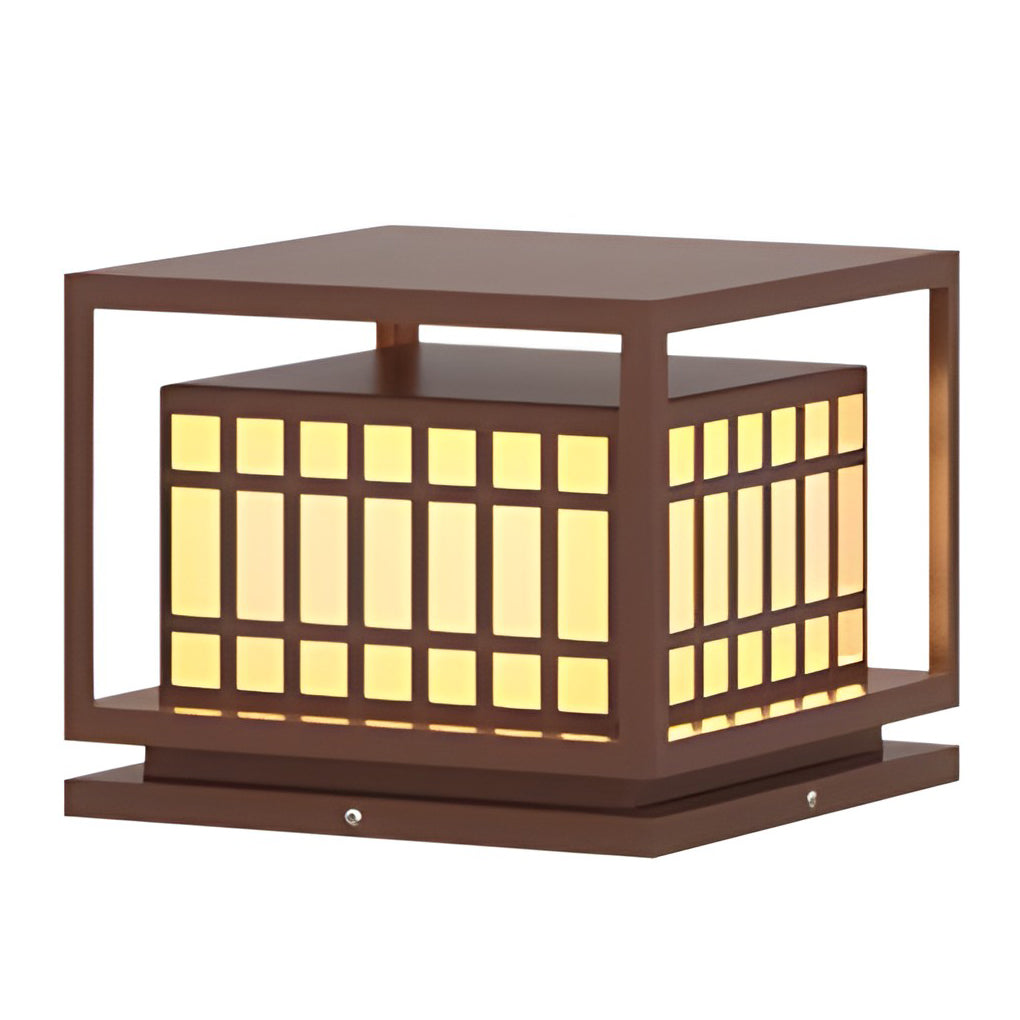 Square LED Waterproof Brown Modern Outdoor Deck Post Lights Pillar Light-Lighom