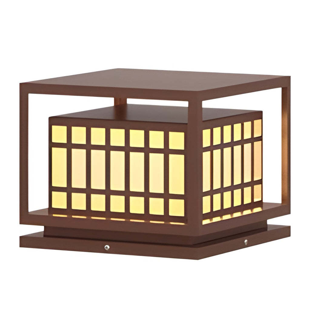Square LED Waterproof Brown Modern Outdoor Deck Post Lights Pillar Light-Lighom