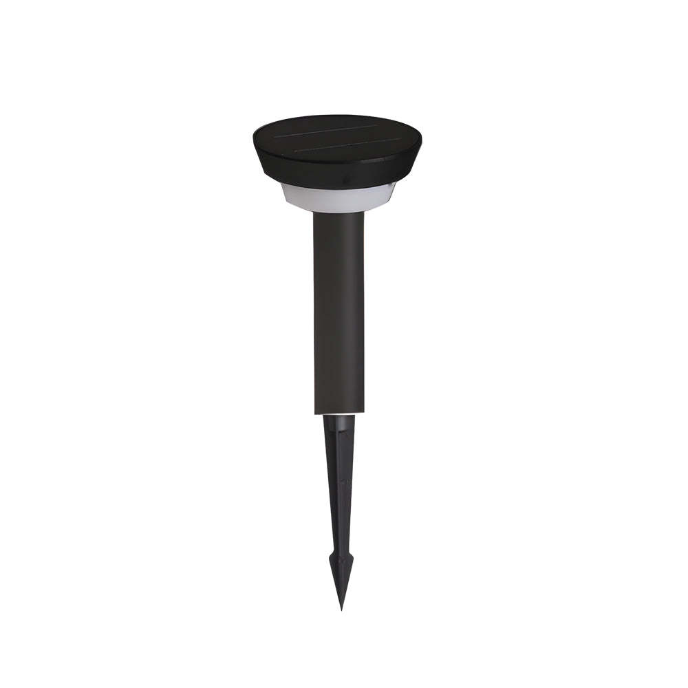 Modern Black Round LED Solar Outdoor Path Light with Stake - Garden Bollard Light-Lighom