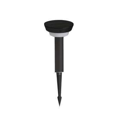Modern Black Round LED Solar Outdoor Path Light with Stake - Garden Bollard Light-Lighom