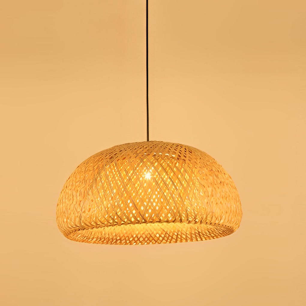 Hand-Woven Bamboo Lantern Dimmable LED Chandelier