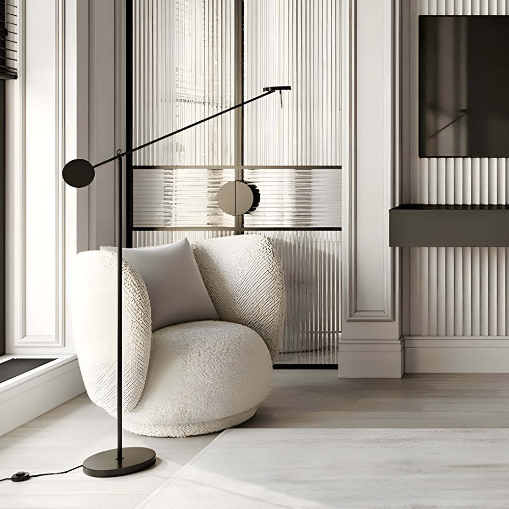 Black Adjustable Arm Invisible LED Floor Lamp-Lighom