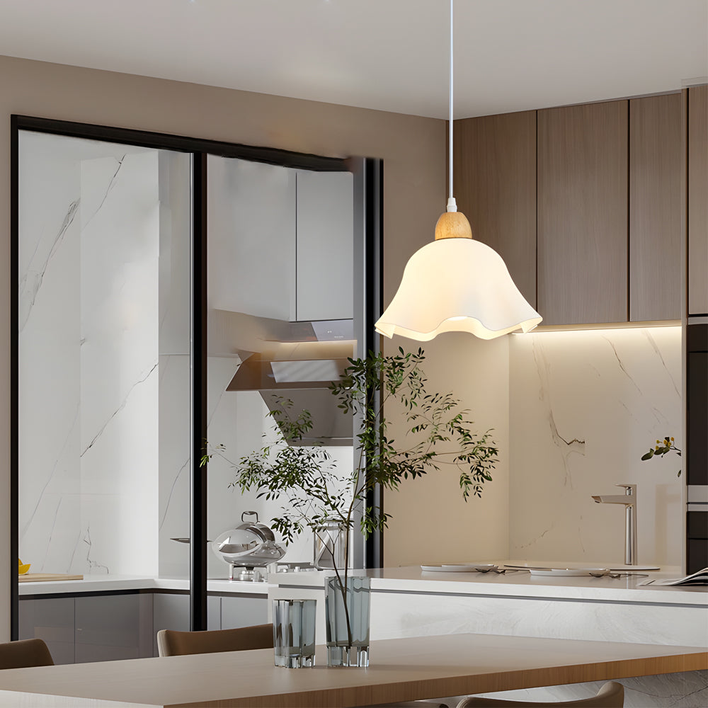 Acrylic Flower Wood White Nordic Pendant Chandelier