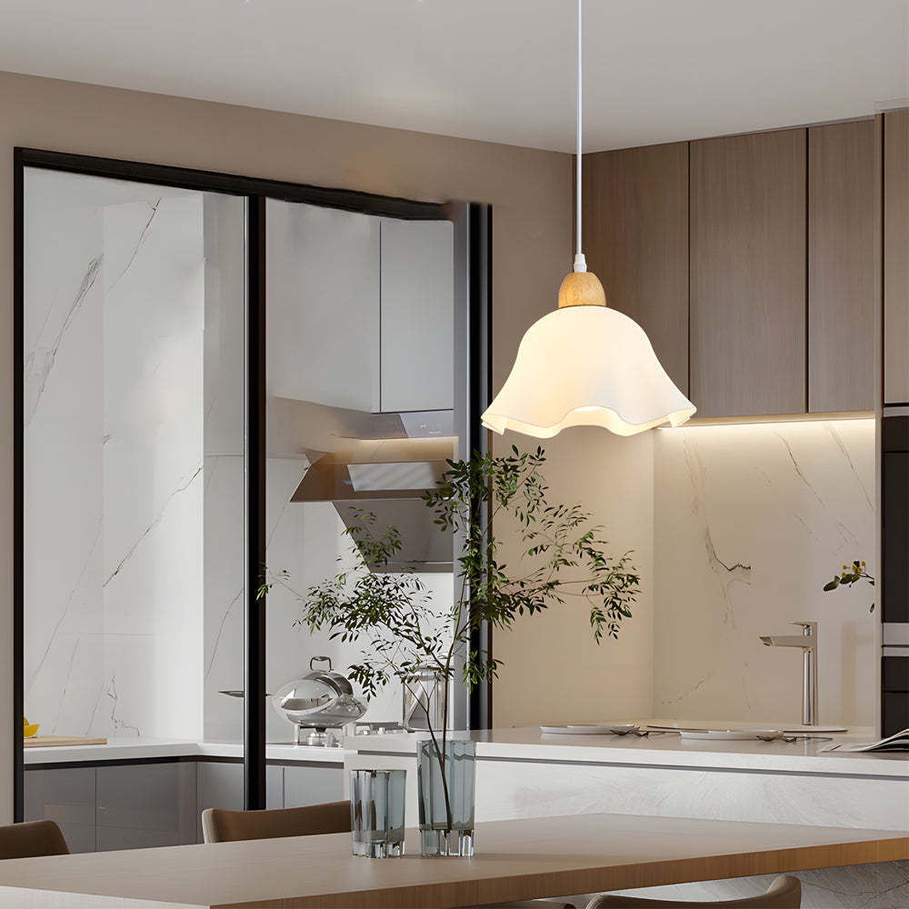 Acrylic Flower Wood White Nordic Pendant Chandelier