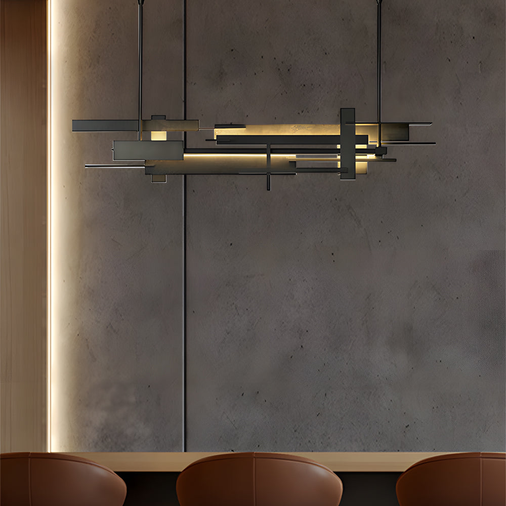 Postmodern geometric metal glass fabric pendant lighting for dining room