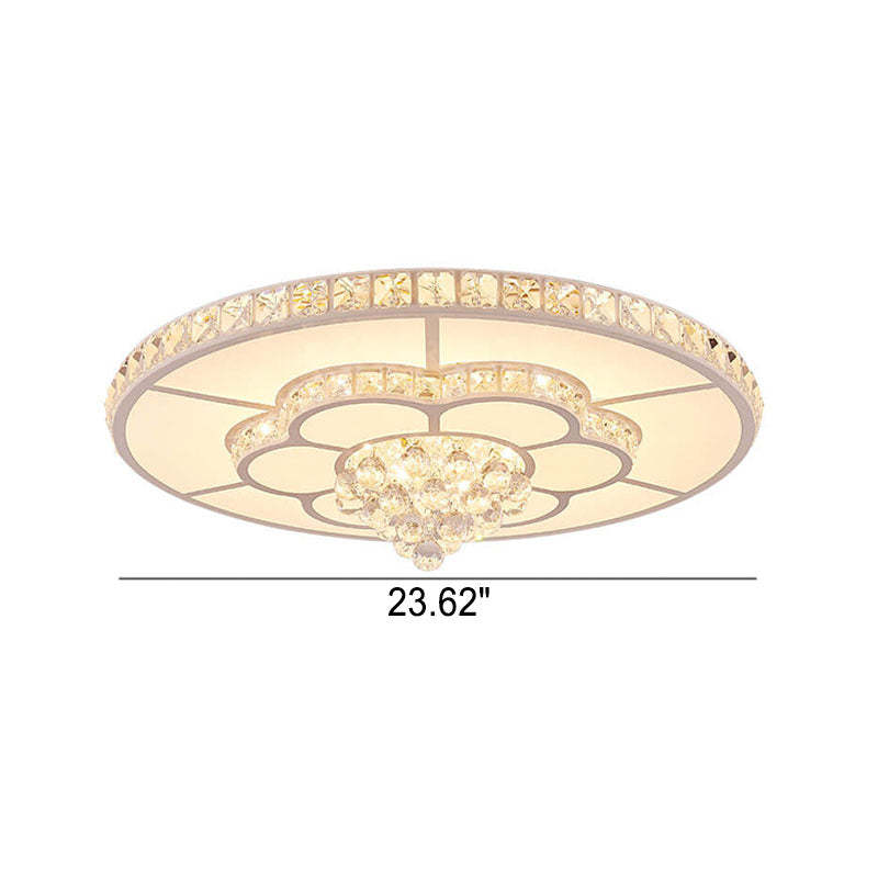 Modern Luxury Round Crystal LED Flush Mount Light