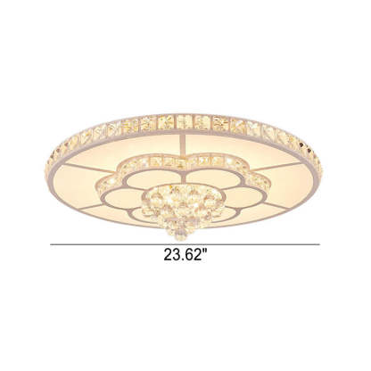 Modern Luxury Round Crystal LED Flush Mount Light