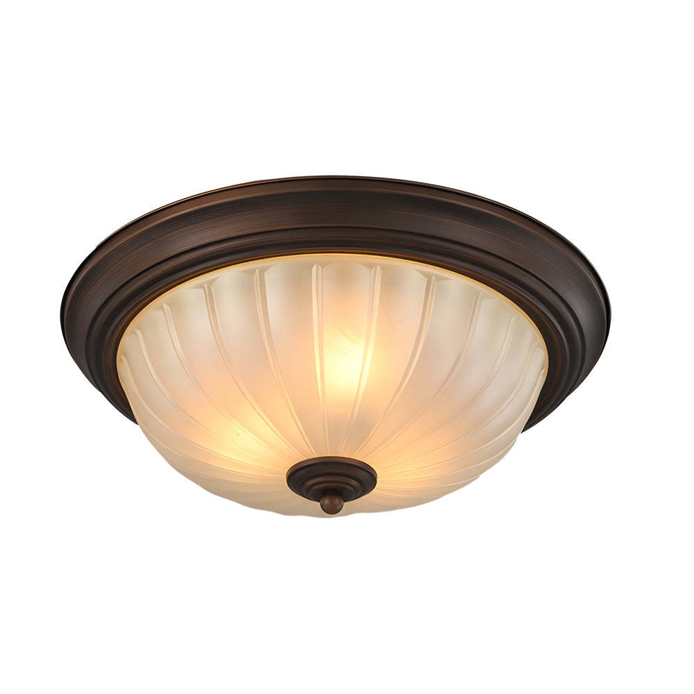 Round Glass Iron American Bedroom Ceiling Light