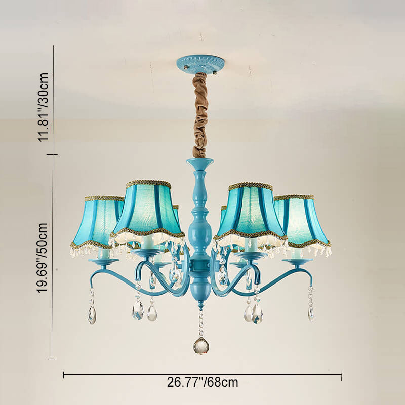 Modern Cone Iron Crystal Fabric Chandelier