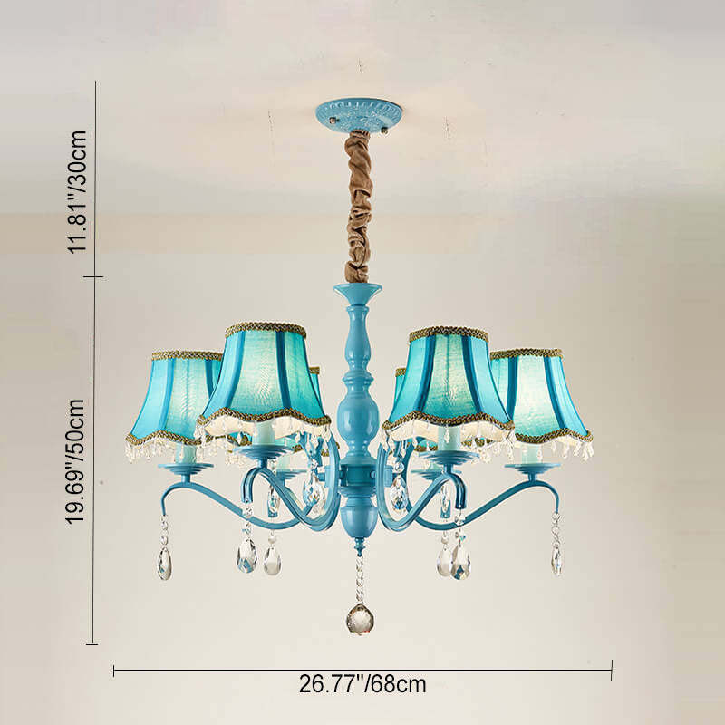 Modern Cone Iron Crystal Fabric Chandelier