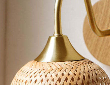 Modern Bamboo Weaving Round Wall Sconce