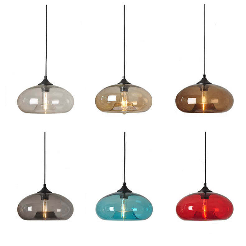 Colored Glass Oval Pendant Light