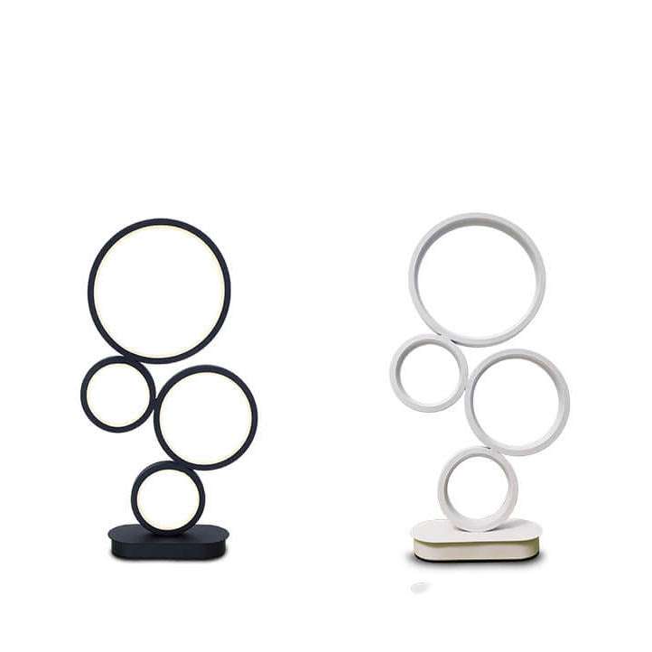 Minimalist 4-Ring LED Table Lamp — Remote Control Switch / Warm Light (3000K) / White