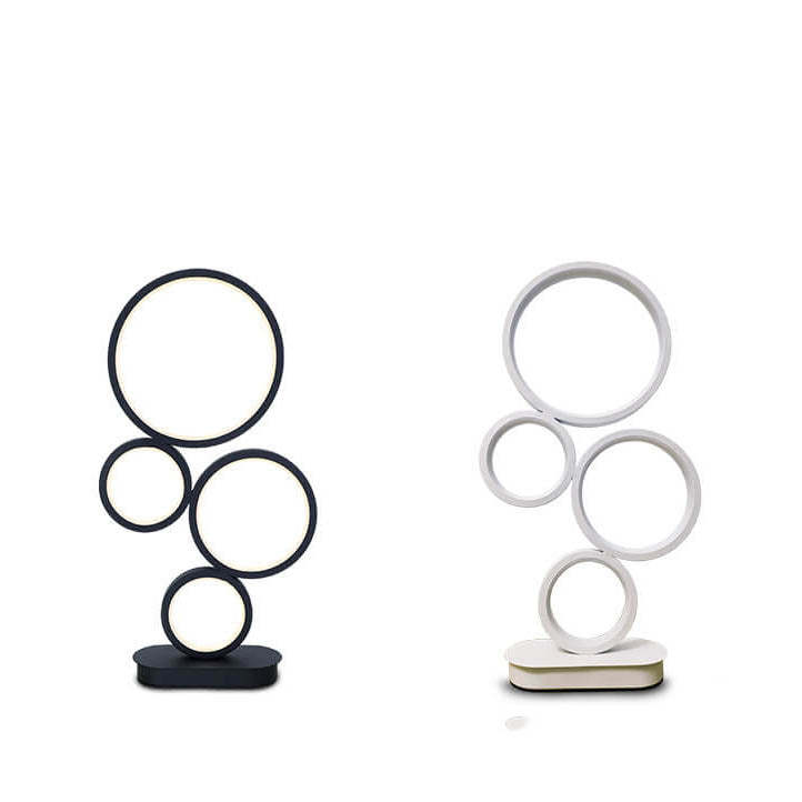 Minimalist 4-Ring LED Table Lamp — Remote Control Switch / Warm Light (3000K) / White