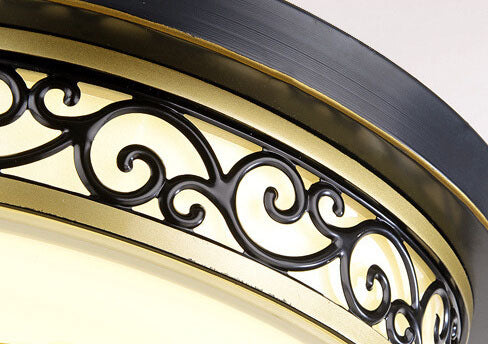 Vintage Circle Patterned Iron LED Flush Ceiling Light — Black - 19.69'' / Warm Light(3000K) / 110V-120V For US/CA