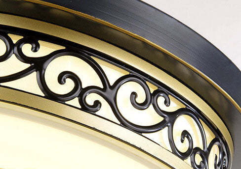 Vintage Circle Patterned Iron LED Flush Ceiling Light — Black - 19.69'' / Warm Light(3000K) / 110V-120V For US/CA
