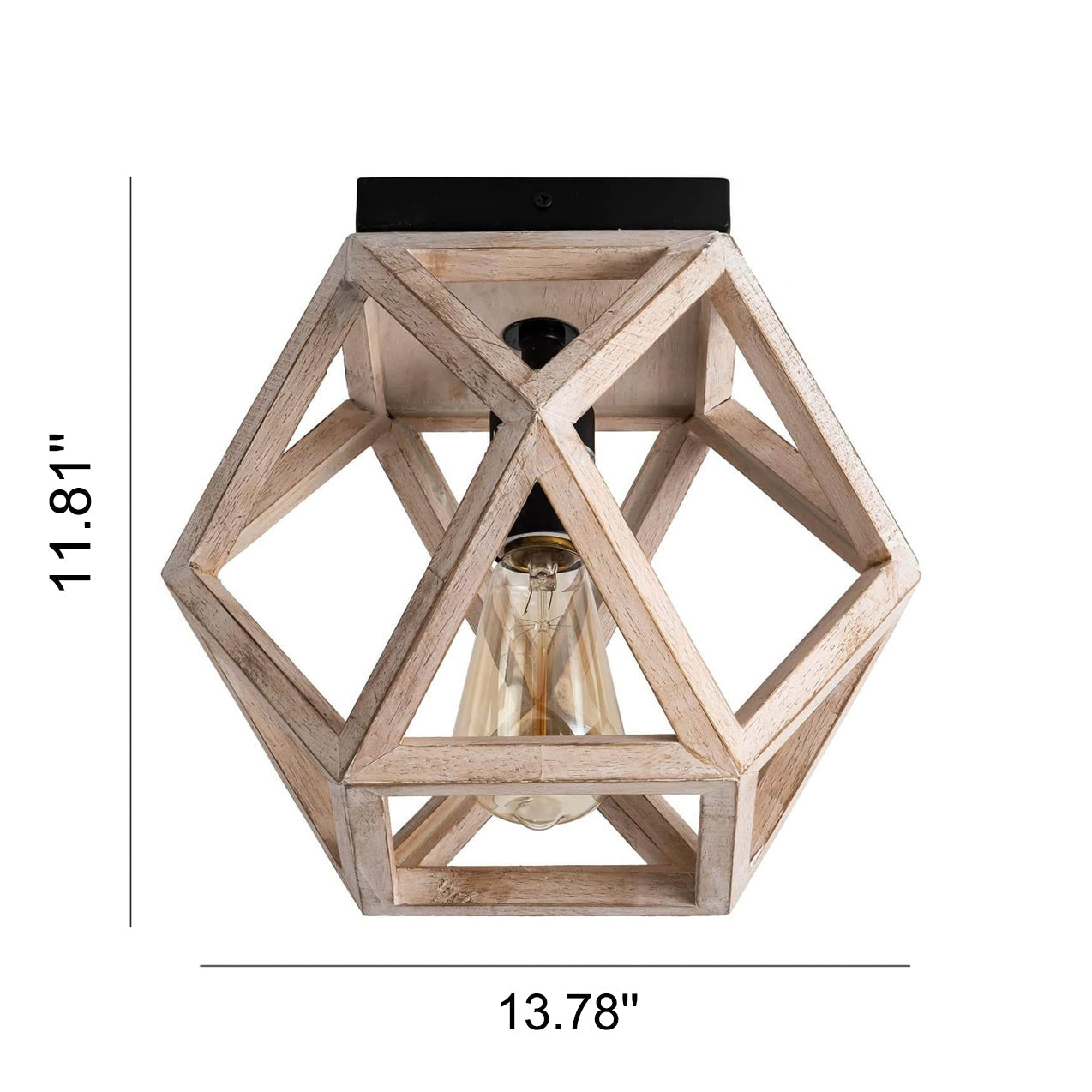 Vintage Aged Wooden Cage Ceiling Light
