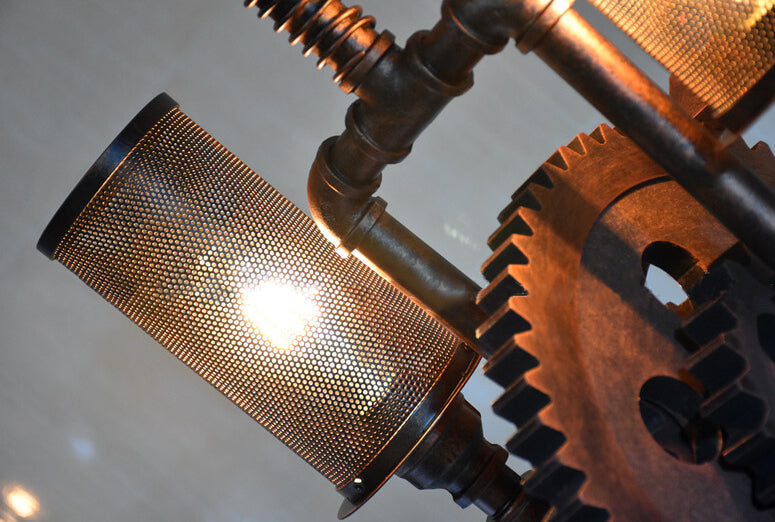 Vintage Industrial Iron Gear Chandelier