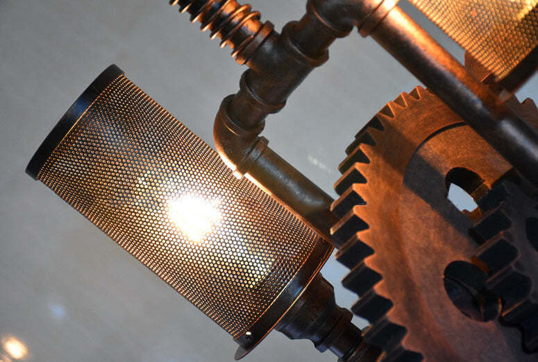 Vintage Industrial Iron Gear Chandelier