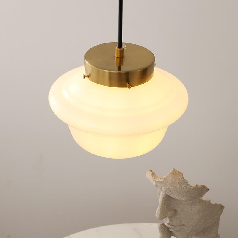 Vintage Milk White Glass Jar Pendant Light