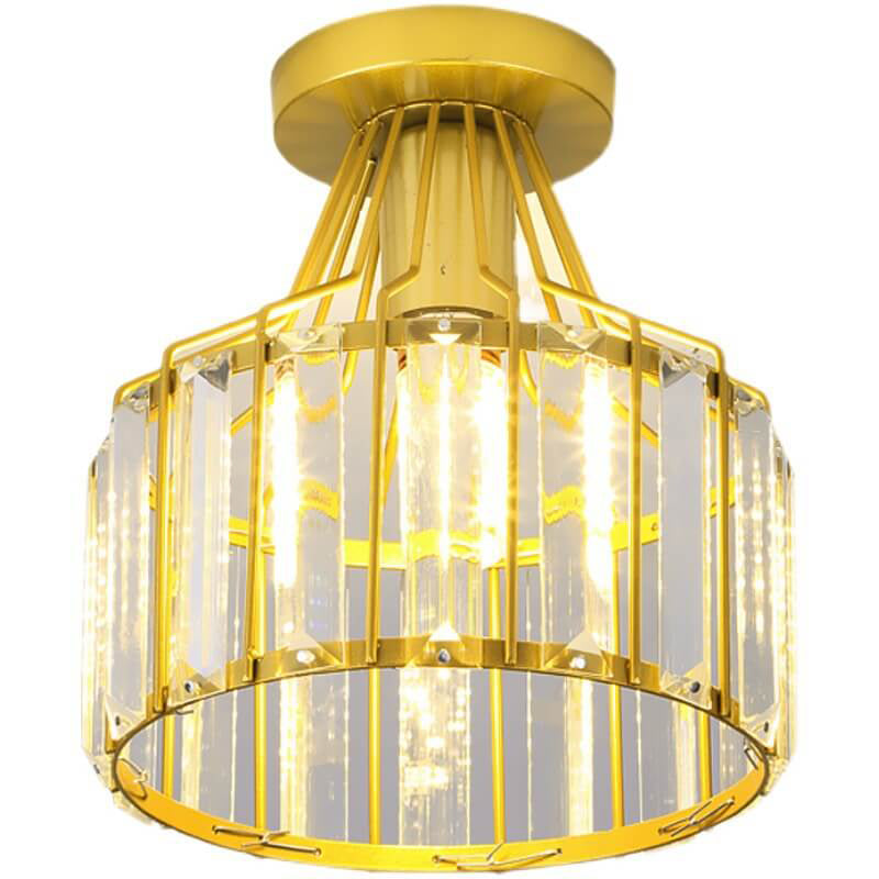 Modern Crystal Dome Semi-Flush Ceiling Light — Black / Semi-Flush Mount Lighting / 110V-120V For US/CA