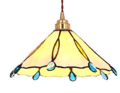 Vintage Tiffany Stained Glass Umbrella Pendant — 110V-120V For US/CA / Pink