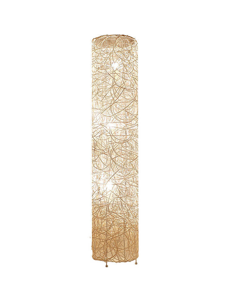 Minimalist Rattan Weaving Column 3-Light Floor Lamp