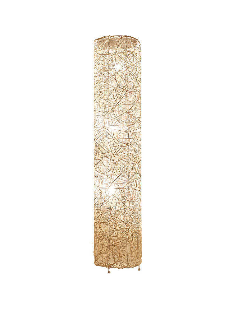 Minimalist Rattan Weaving Column 3-Light Floor Lamp