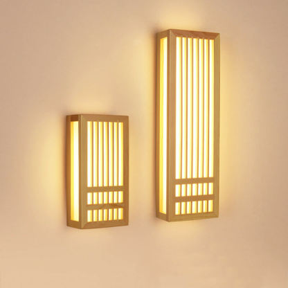 Simple Solid Wood Rectangular Japanese Sconce — Warm Light (3000K) / 110V-120V For US/CA